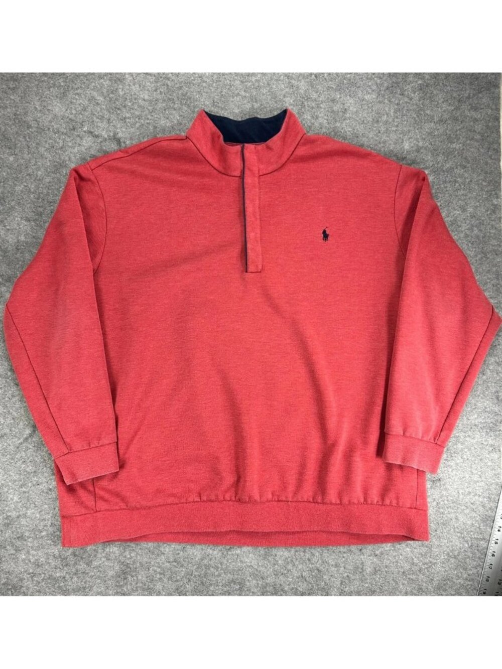 Polo Ralph Lauren Sweatshirt Mens 4XLT Red Embroidered Logo Pullover 1/4 Snap